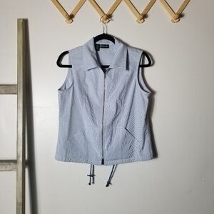 RAFAELLA ZIP UP BLUE AND WHITE STRIPED VEST SIZE 10